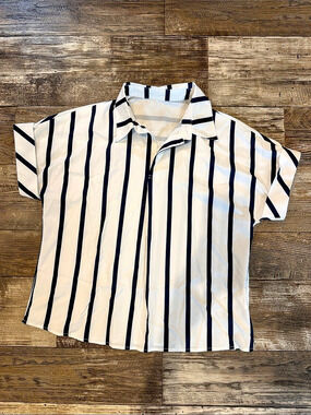 Navy and White Striped Short-Sleeve